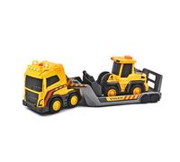Dickie Toys- Camión Trailer Volvo de Juguete- 32cm, con Excavadora, Luz y Sonido, Pala Frontal Móvil, Remolque Acoplable y Desacoplable, Adecuado a Partir de 3 Años (203725009)