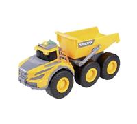 Dickie Toys, camion volquete Volvo con luz y Sonido, Rueda Libre, 23 cm. Vehiculo de contruccion con función de volcado. A Partir de 3 años (203723007)