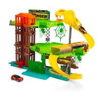 Dickie Toys - Carreras de Coche Jungle Garage (50 x 55 x 32 cm), Incluye Coche de Juguete de Metal - Aparcamiento en 3 Plantas con Ascensor y túnel, autopista de Juguete para niños a Partir de 3 años