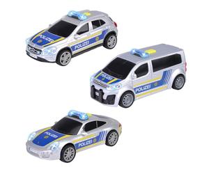 Dickie Toys - Coche de policía - Coche de Juguete para niños a Partir de 3 años, Coche con Motor de fricción, luz y Sonido, selección aleatoria de 3 Modelos (Porsche, Mercedes-Benz o Citroën)