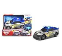 Dickie Toys Coche de policía con Ruedas giratorias, Efectos de luz y Sonido, para niños a Partir de 3 años, Color Azul