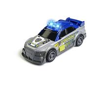 Dickie Toys Coche de policía con Ruedas giratorias, Efectos de luz y Sonido, para niños a Partir de 3 años, Color Azul