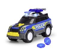 Dickie Toys- Coche de Policía SUV 30 cm City Heroes- con Luz y Sonido, Partes Que se abren, Función de Lanzamiento de Discos (2 incluidos), Pilas Incluidas. A Partir de 3 años (203306022