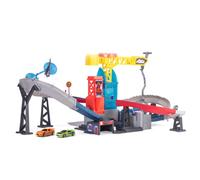 Dickie Toys Fast & Furious, Circuito Bola de Demolición 91 cm, +3 Años | Circuito motorizado de 91 cm con bola de demolición, edificio que se desploma, 2 coches y 2 helicópteros desmontables