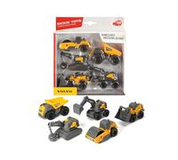 Dickie Toys - Gama Volvo Series Micro, Set de 5 Vehículos del Mundo de la Construcción,con Sistema de Ruedas de Giro Libre y Piezas Móviles, Apto para Niños y Niñas a Partir de 3 Años - 9 cm