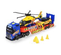Dickie Toys - Juego de 3 vehículos de Rescate (Volvo Truck con Furgoneta, Coche y helicóptero Airbus) - Coches de Juguete para niños a Partir de 3 años, con Accesorios y Funciones, 40 cm
