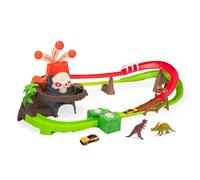 Dickie Toys - Juego de Pista de volcán (100 cm) con erupción volcánica, Coche y Accesorios de Dinosaurios - Autopista de Juguete para niños a Partir de 3 años, con luz y Sonido, Pilas Incluidas