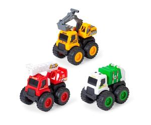Dickie Toys - Mighty Engines Monster Truck (1 Coche) - Coche de Juguete para niños a Partir de 3 años con fricción y neumáticos de Goma, selección aleatoria de 3 Modelos (Excavadora, Bomberos