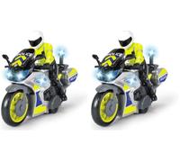 Dickie Toys Motocicleta de policía - Juguete de Moto con Figura de policía para niños a Partir de 3 años con luz Azul y Sirena, Rueda Libre, 17 cm de Largo (Paquete de 2)