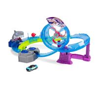 Dickie Toys - Pista de Carreras White Shark (50 x 55 x 32 cm), Incluye Coche de Juguete de Metal - autopista de Tiburones motorizada con Bucle, luz y Sonido, Juguete para niños a Partir de 3 años