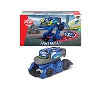 Dickie Toys Rescue Hybrids Police Trooper, 11cm, Vehículo policial robótico transformable, 2 en 1, Robot y Coche policial,con Lanzaproyectiles, Coche 7,5cm, A Partir de 3 años (203792000), Multicolor