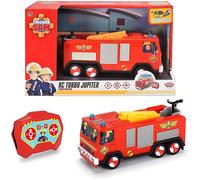 Dickie Toys Bombero Sam RC Júpiter 203094003 - Mando a Distancia con 2 Canales, 2,4 GHz, función de conducción y dirección, luz Superior, función de Carga USB, Color Rojo