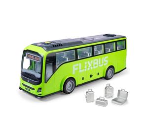 Dickie Toys - Volvo 9700 Autocar 54 cm, autobús de Juguete para niños a Partir de 3 años, Rueda Libre, luz y Sonido, Techo Desmontable, Interior, Puertas y Solapas para Abrir, Maleta, Escala 1:16