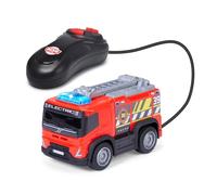 Dickie Toys Volvo FMX Fire Engine (13 cm), camión de Bomberos para niños a Partir de 3 años, Control de Cable, Escalera con función de elevación, luz, Avance y Retroceso, Juguete de Bomberos Rojo