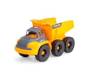 Dickie, Volvo FMX camión volquete 26 cm con Rueda Libre, chasis articulado Flexible, Zona de Carga inclinable Manual, Cabina Abierta, Arena Piedras Bloques, Licencia Volvo, 3 años (203724009)