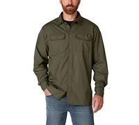 Dickies Camisa de Manga Larga para Hombre con Cuello Abotonado, Militar Verde, M