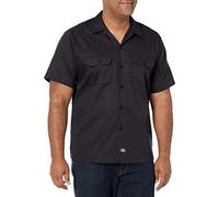 Dickies Camisa de Trabajo de Manga Corta para Hombre, Ajuste Entallado, con Botones, Negro V1, S