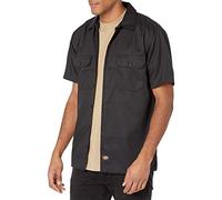 Dickies Camisa de Trabajo Flexible de Manga Corta para Hombre, Negro, L