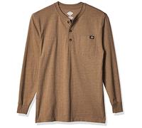 Dickies Long Sleeve Heavyweight Henley Camisa, Brown Duck Single Dye Heather, S para Hombre