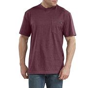 Dickies Camiseta Pesada de Manga Corta con Cuello Redondo y Bolsillo Camisa Henley, Borgoña Heather, L para Hombre