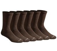 Dickies Dri-Tech Essential Moisture Control Crew Socks, Available in M-XXL (6, 12 Pairs) Calcetín Casual, Marrón sólido (6 Pares), X-Large (Pack de 6) para Hombre