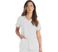 Dickies EDS Essentials Women's V-Neck Solid Scrub Top Large White
