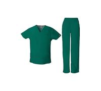 Dickies EDS Signature Men Scrubs Set 81906 V-Neck Top & 81006T Zip Fly Pull-On Pant, Hunter Green-L Top/L Pant Tall