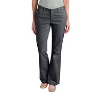 Dickies Flat Front Stretch Twill Pant Slim Fit Bootcut Khakis, Gris Oscuro, 46 para Mujer