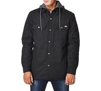 Dickies Fleece Hooded Duck Shirt Jacket with Hydroshield Abrigo de utilidades de Trabajo, Negro, L para Hombre