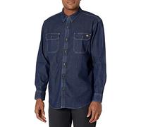 Dickies Flex Denim Long Sleeve Shirt Camisa Abotonada, Lavado de Mezclilla Oscuro, XL Hombres