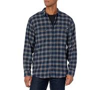 Dickies Flex Long Sleeve Flannel Shirt Camisa Abotonada, Tinta Navy/Chocolate Brown/Clear Blue Unbalanced, S para Hombre
