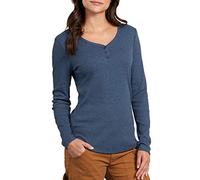 Dickies Henley - Camiseta de Manga Larga con 3 Botones para Mujer, Color Azul Vaquero Oscuro., Tallaúnica