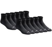 Dickies Men's Big & Tall Dri-tech Moisture Control Quarter Socks Multipack, Solid Black (12 Pairs), Shoe Size: 15-17