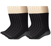 Dickies Men's Dri-Tech Comfort Crew Socks, Black, 12 Pair