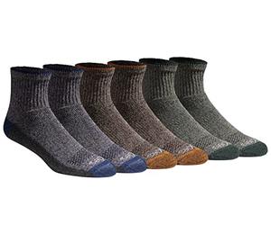 Dickies Men's Dri-tech Moisture Control Quarter Socks Multipack, Heathered Colors (6 Pairs), Shoe Size: 12-15