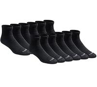 Dickies Men's Dri-tech Moisture Control Quarter Socks Multipack, Solid Black (12 Pairs), Shoe Size: 6-12