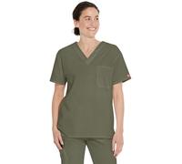 Dickies Men's EDS Signature Unisex V-Neck Scrub Top, Olive, Medium