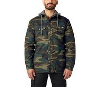 Dickies Men's Fleece Hooded Duck Shirt Jacket with Hydroshield, Hunter Green Camo, Large