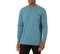 Dickies Men's Long Sleeve Heavyweight Crew Neck, Baltic Blue Single Dye Heather, SM