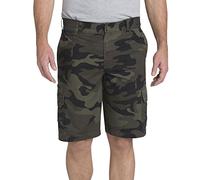 Dickies Men's Relaxed Fit 11 Lightweight Rip Stop Cargo Short, Stonewashed Moss/Black/Green Camo, W40