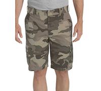 Dickies Men's Relaxed Fit 11 Lightweight Rip Stop Cargo Short, Stonewashed Pebble Brown/Black/Olive Camo, W40