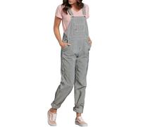 Dickies Mujer, Mono de corte holgado con tirantes, ENJUAGADO RAYA NOGAL, XL