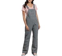 Dickies Bib Relaxed Straight Mono, Rinsed Hickory Stripe, XS para Mujer