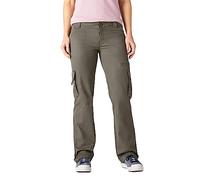 Dickies Mujer, Pantalón cargo en sarga de corte recto, ENJUAGADO HOJA DE UVA, 10/Regular