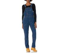 Dickies Overol de mezclilla con doble frente para mujer, Lavado a la piedra oscuro, M