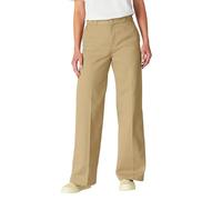 Dickies Pantalones de trabajo de pierna ancha de ajuste regular para mujer, Caqui lavado a la piedra, 38