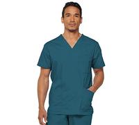 Dickies Unisex V-Neck Scrub Top, Caribbean Blue, Medium