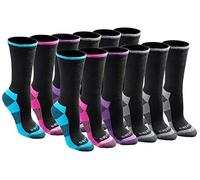 Dickies Women's Dritech Advanced Moisture Wicking Crew Sock (6/12, Black Bright (12 Pairs), Shoe Size: 6-9
