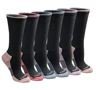 Dickies Women's Dritech Advanced Moisture Wicking Crew Sock (6/12, Black with Bluish (6 Pairs), Shoe Size: 5-7