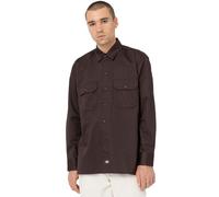 Dickies Work Shirt LS Rec Camisa de Hombre Manga Larga Camisa Casual Braun